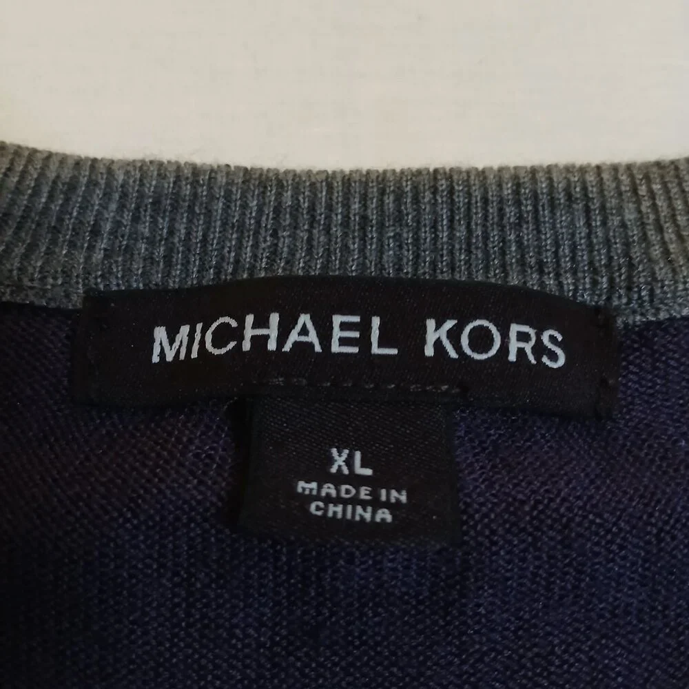 Michael Kors Purple Grey Sweater Long Sleeve Mens‎ XL